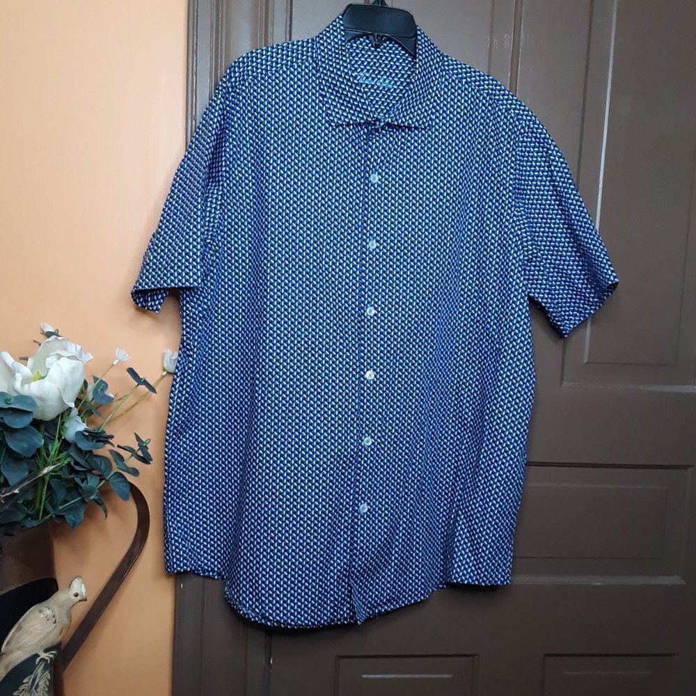 Tasso Elba Men's size  XL Grid-Pattern Button Down Shirt